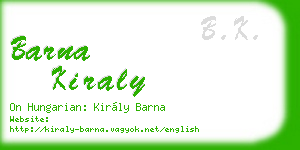 barna kiraly business card